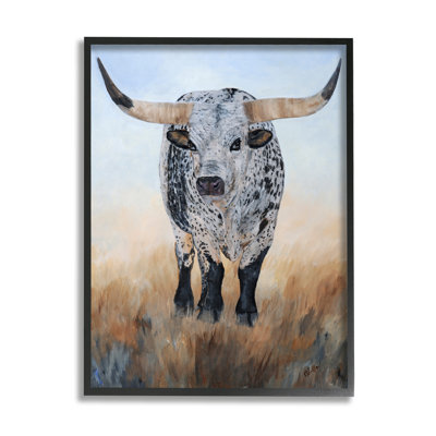 " Rural Longhorn Cattle Animal " by Kathy Winkler Painting Print