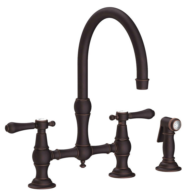 Chesterfield Bridge Kitchen Faucet with Side Spray, Venetian Bronze