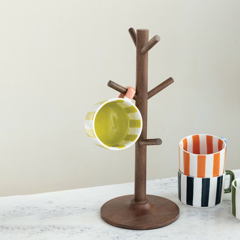 Mango Wood Mug Holder, Walnut Finish
