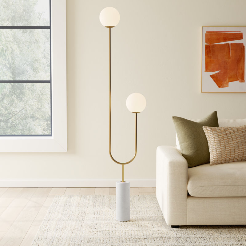 Ixia Contemporary Marble 73" Tree Floor Lamp, Gold/White