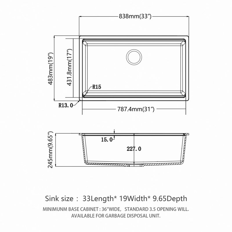 Quartz Kitchen Sink, Granite Composite Workstation Undermount Kitchen Sink, Black