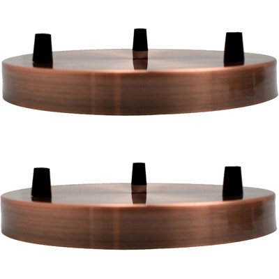 2 Pack Metal 3 Outlet Ceiling Rose 200mm Durable Ceiling Canopy Plate 25mm Height Pendant Light Fitting Base for Home Decorative Lighting Fixtures Ceiling Pendant Lamp Holder Accessory Kit