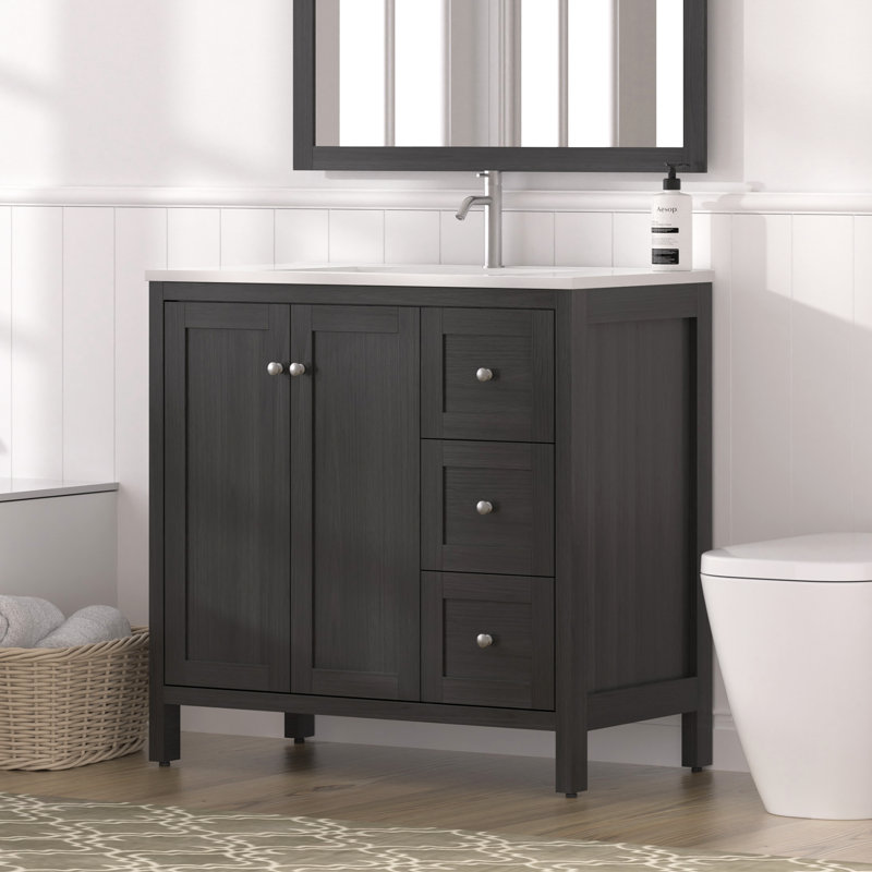 Meuble-lavabo autoportant avec lavabo à rayures 36 po