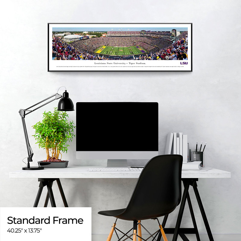 NCAA LSU Football Panoramic Print, Black Floater Framed, 13.75" H x 40.25" W x 0.88" D