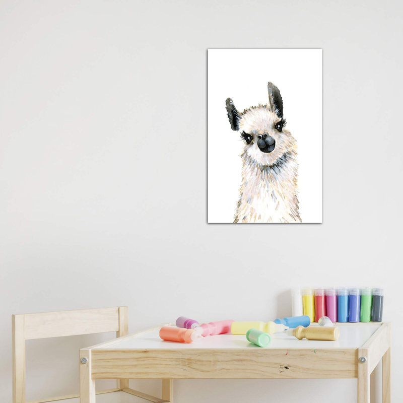 «Llama» par Mercedes Lopez Charro - reproduction d'art, Toile tendue, Pas de tapis, H 26 po x l 18 po x 1,5 po