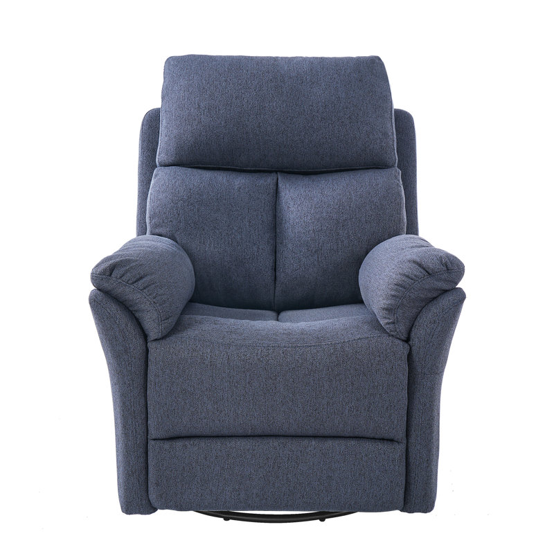 Fauteuil inclinable manuel berçant en lin 28 po, Lin / coton bleu foncé