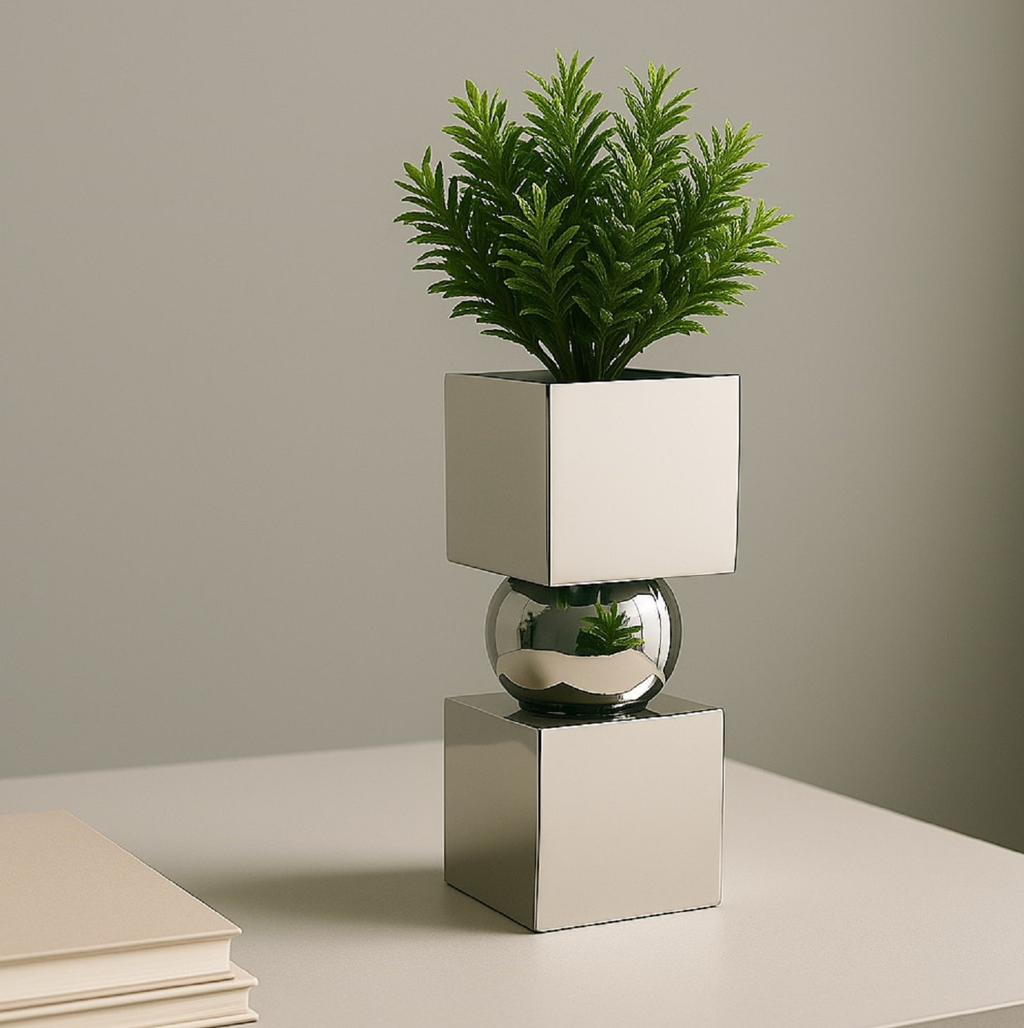 Paulding Square Iron Table Vase, White