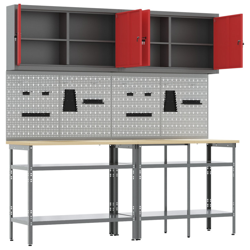 Set Of 6 Steel Medium Storage Tool Organiser, Red
