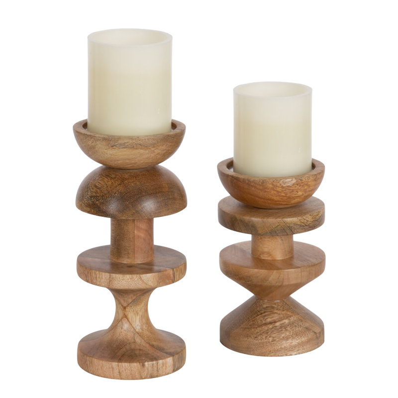 Ensemble de chandelles de table 2 pièces, Brun