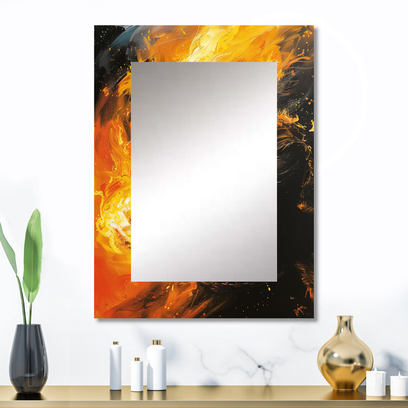 Grand miroir mural jaune - Giants, miroir décoratif jaune, impression sur métal, 32 po x 24 po