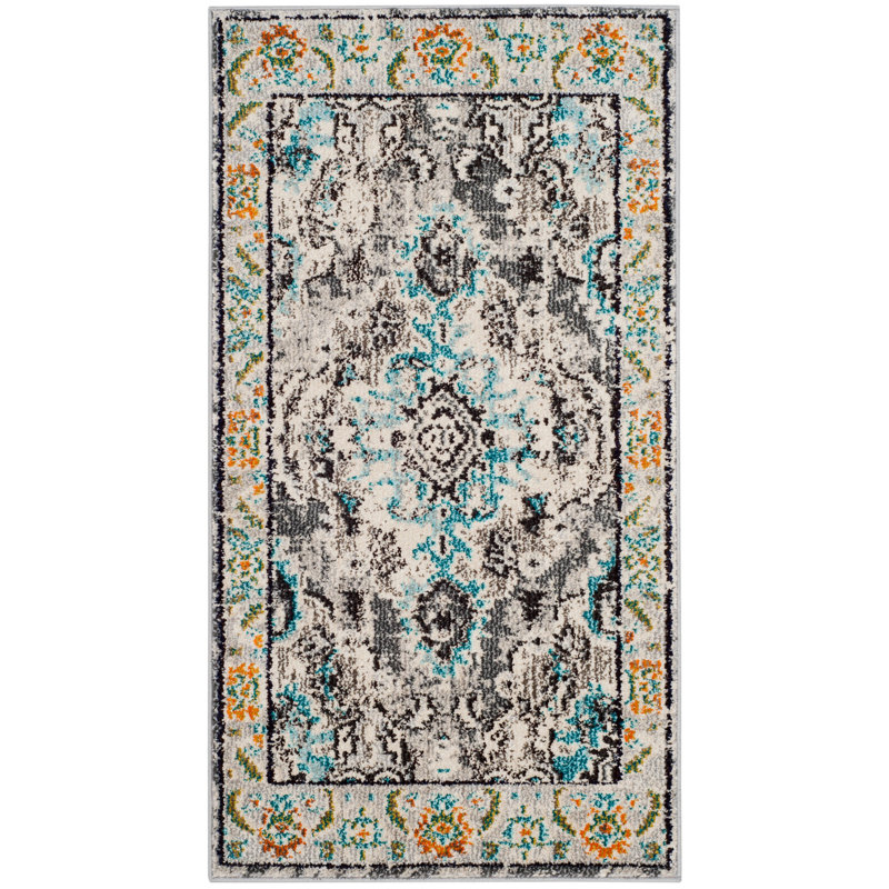 Almyra Oriental Area Rug, Rectangle 10' x 14', Grey/Light Blue