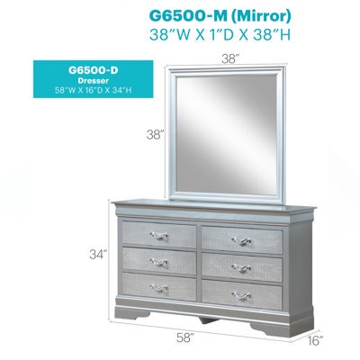 Commode Lorana G6500-D, argent champagne