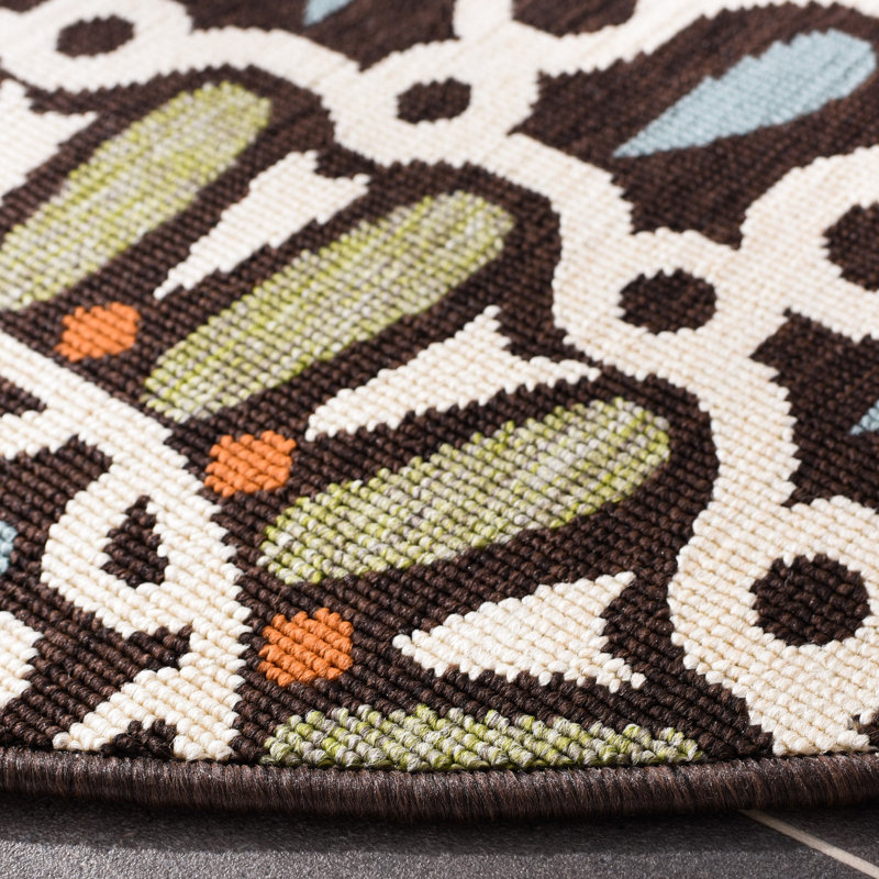 Tapis d'intérieur / extérieur à motif floral Centeno Performance, Rond 8 pi