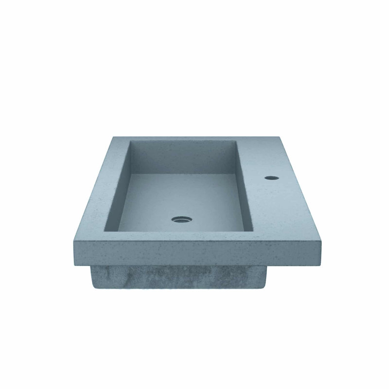 Trough Handmade Rectangular Bathroom Sink, No Hole, Ocean