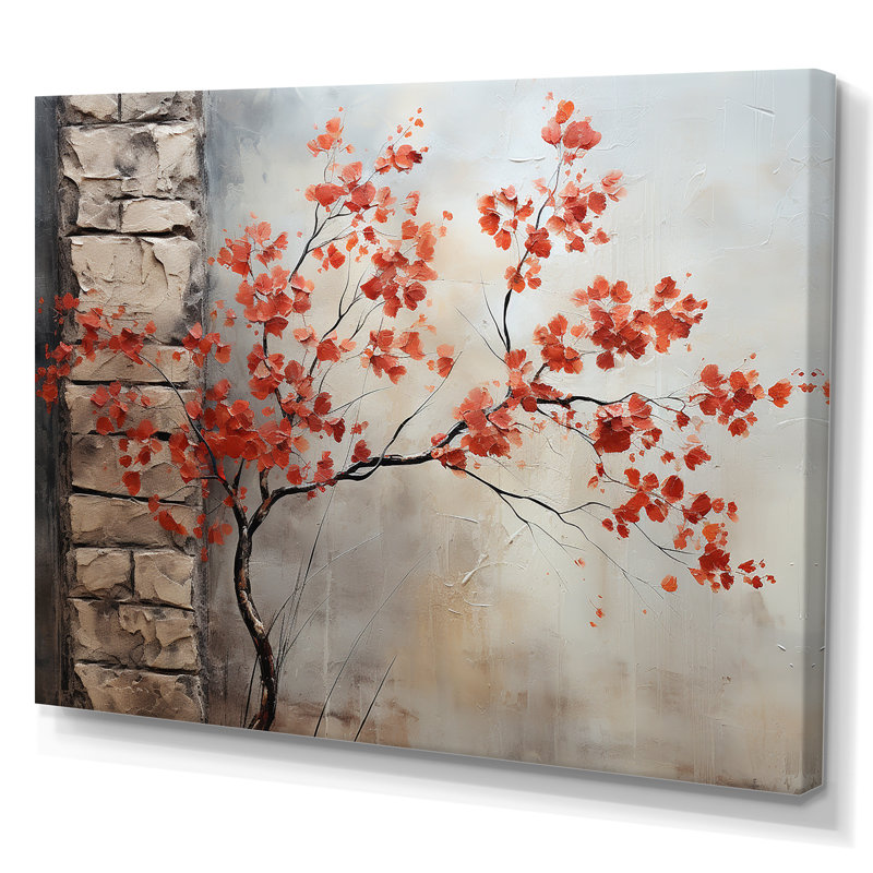 Érable rouge ardent III sur toile, Toile tendue, H 24 po x l 32 po x P 1 po