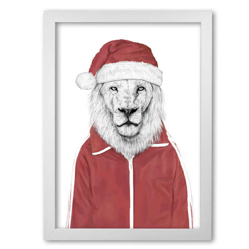 Santa Lion by Mercedes Lopes Charro - Print, White Grain, 59.4 cm H x 42 cm W x 5 cm D