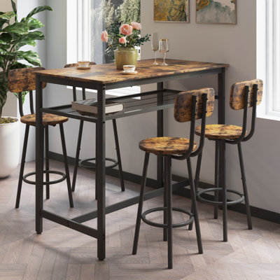 5-Piece Counter Height Bar Table and Chairs Set, , Space-Saving Design for Modern Dining and Kitchen Areas