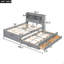 Lit plateforme double avec lit gigogne, tiroirs et prises USB