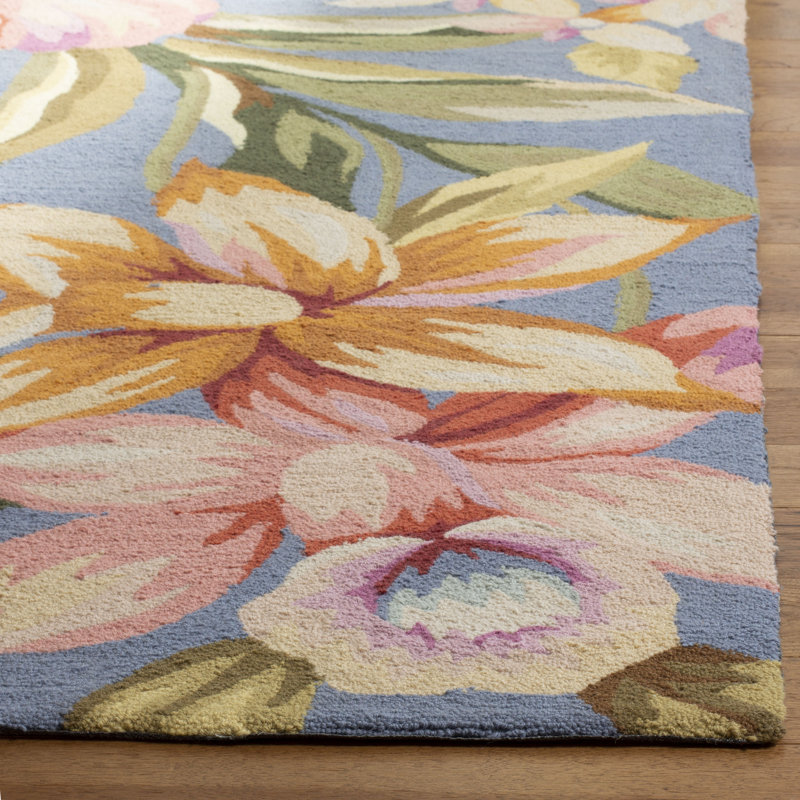 Tapis floral en laine crocheté à la main Jonsson, Rectangle 8 pi x 10 pi