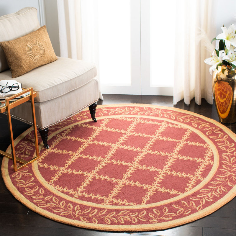 Tapis rouille en laine crocheté à la main à motif floral Jonsson, Rond 8 pi