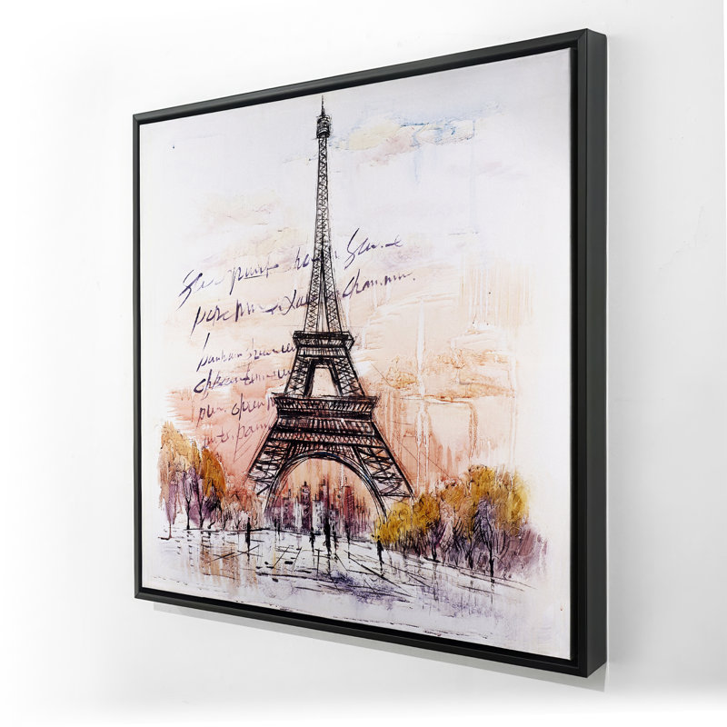 Eiffel Tower Sketch with Handwritten Message | Trees Office Canvas