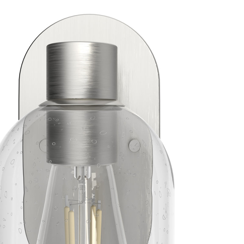 Hunter Lochemeade Noble Bronze 1 Light Sconce Wall Light Fixture, Brushed Nickel, Clear