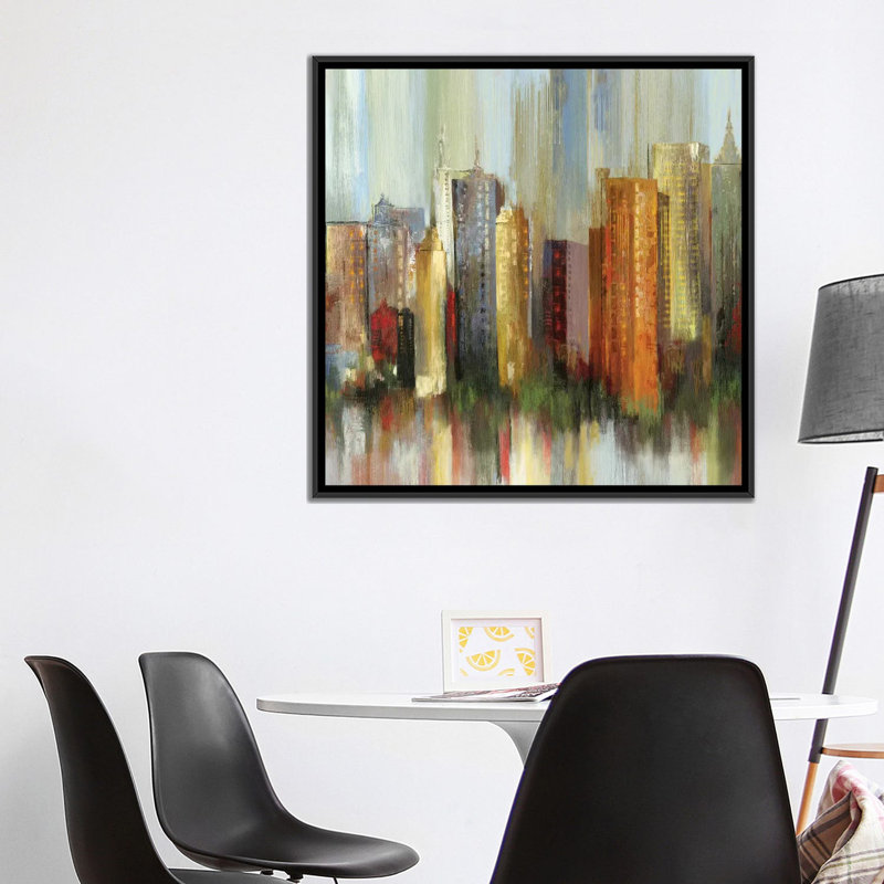 « metropolis ii, square », impression sur toile, H 18 po x l 18 po x P 1,5 po, Pas de tapis, Toile avec cadre noir