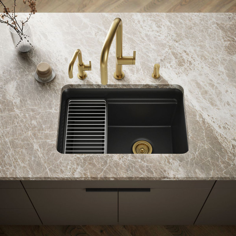Cairn 27-1/2 in. X 18-5/16 in. X 12-5/8 in. Undermount Utility Sink, Matte Black