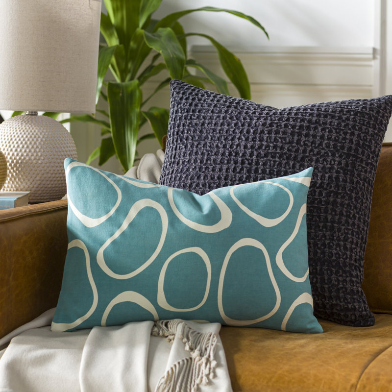 Lachen Abstract Cotton Throw Pillow, Saffron/Cream, Down