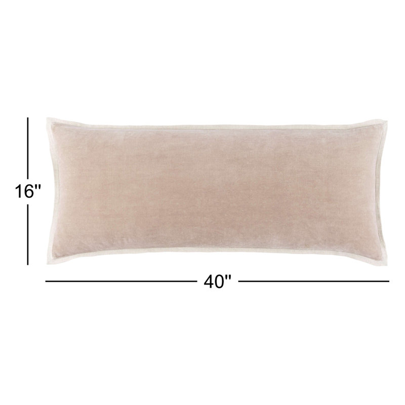Gehry Velvet/Linen Decorative Pillow, 16"H x 40"W, Pillow Cover Only - No Insert, Stone