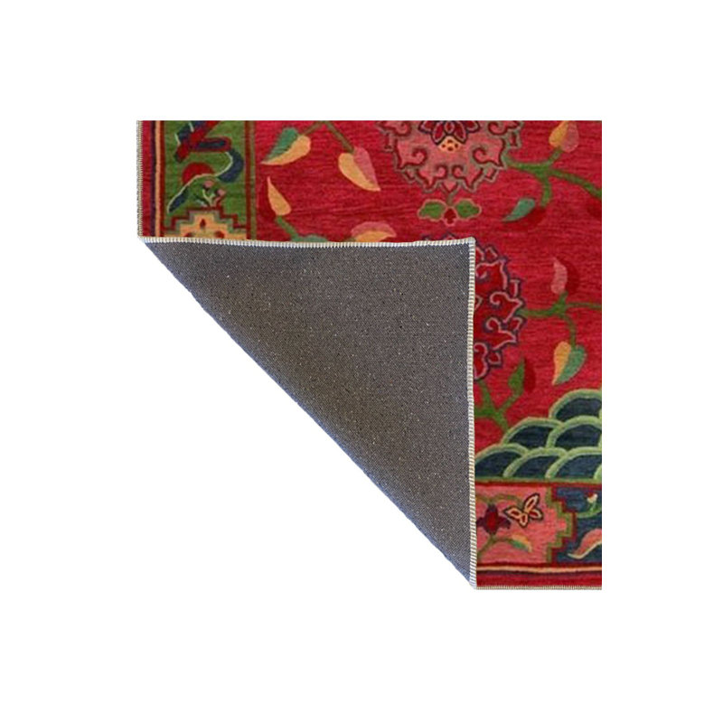 Tapis rouge à motif floral lavable à la machine, Tapis de couloir 4 pi 11 po x 9 pi 10 po inclus