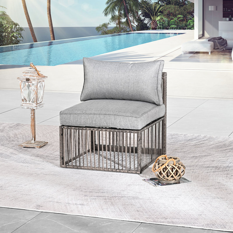 Adelfina Wicker Outdoor Armless Lounge Chair