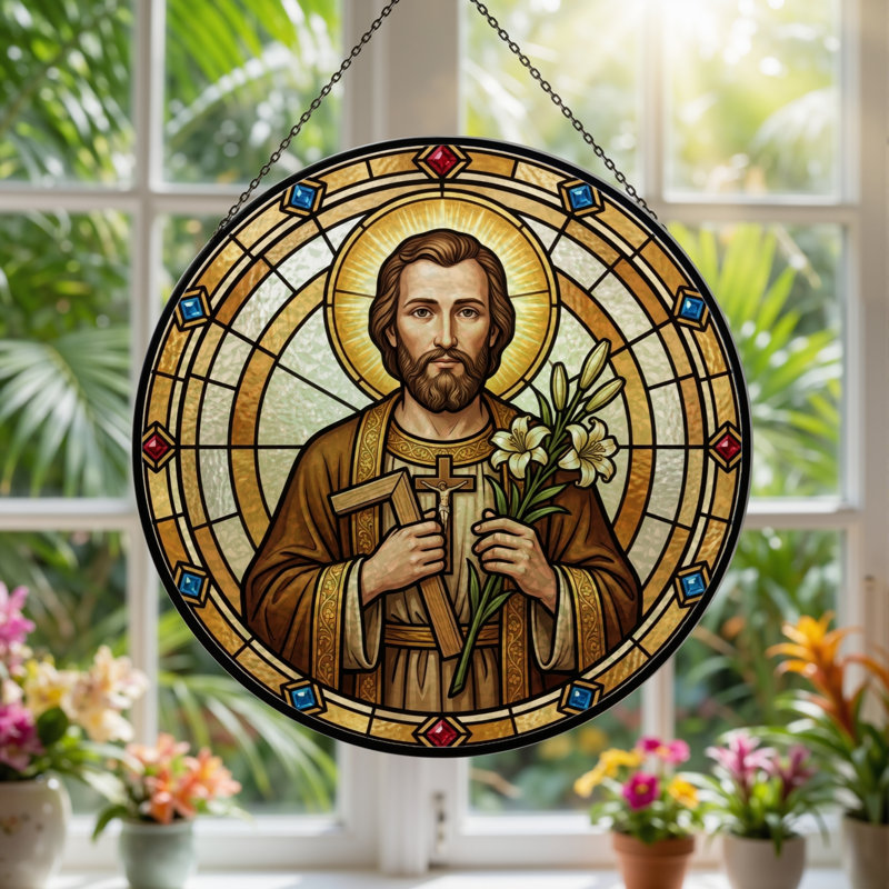 Vitrail Saint Joseph ， 7,8H, H 7,8 po