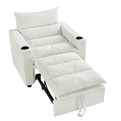 Sleeper Chair Bed, 31 convertible avec beige pour les petits espaces, confortable, réglable en velours, design moderne, confortable