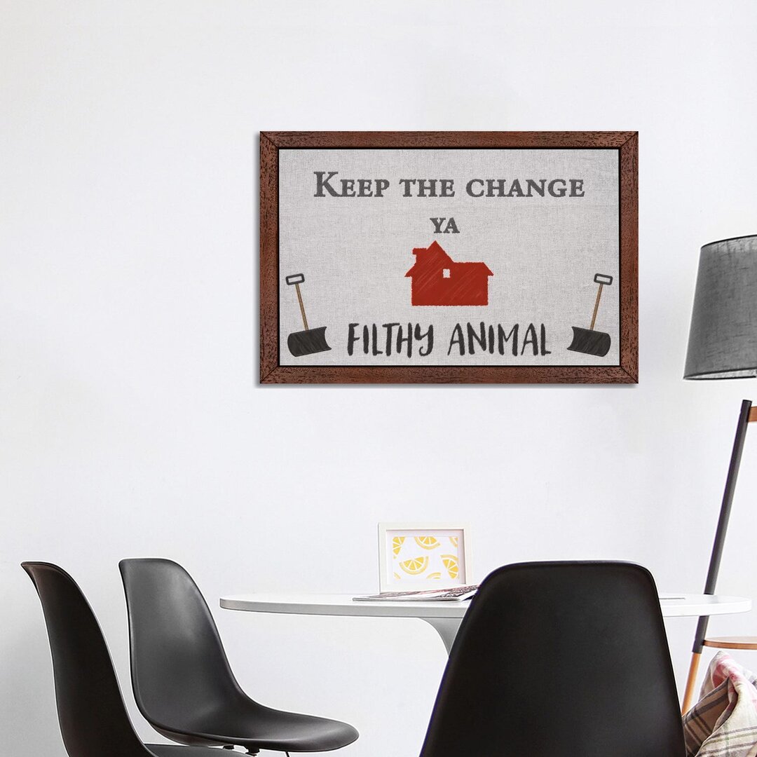 Gerahmtes Leinwandbild - Typografie „Keep the Change”