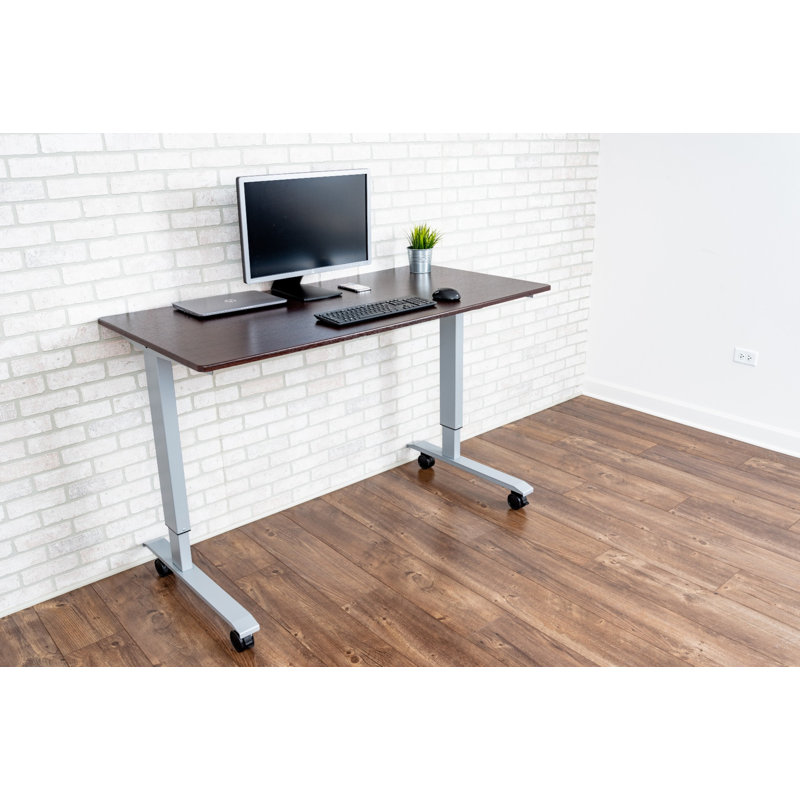 Bureau debout à hauteur ajustable Belvedere, l 47,25 po x P 29,5 po, Brun / Argenté