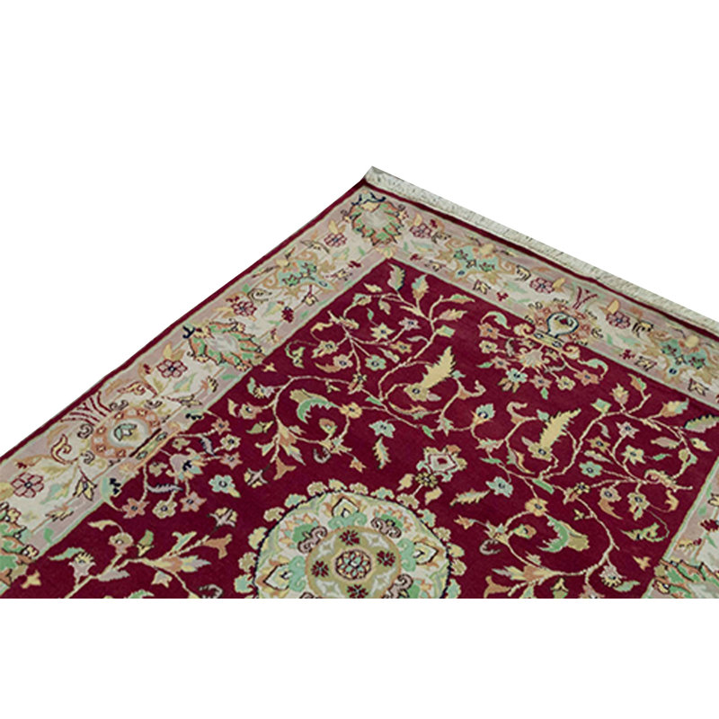 Hand-Knotted High-Quality Red and Ivory Area Rug