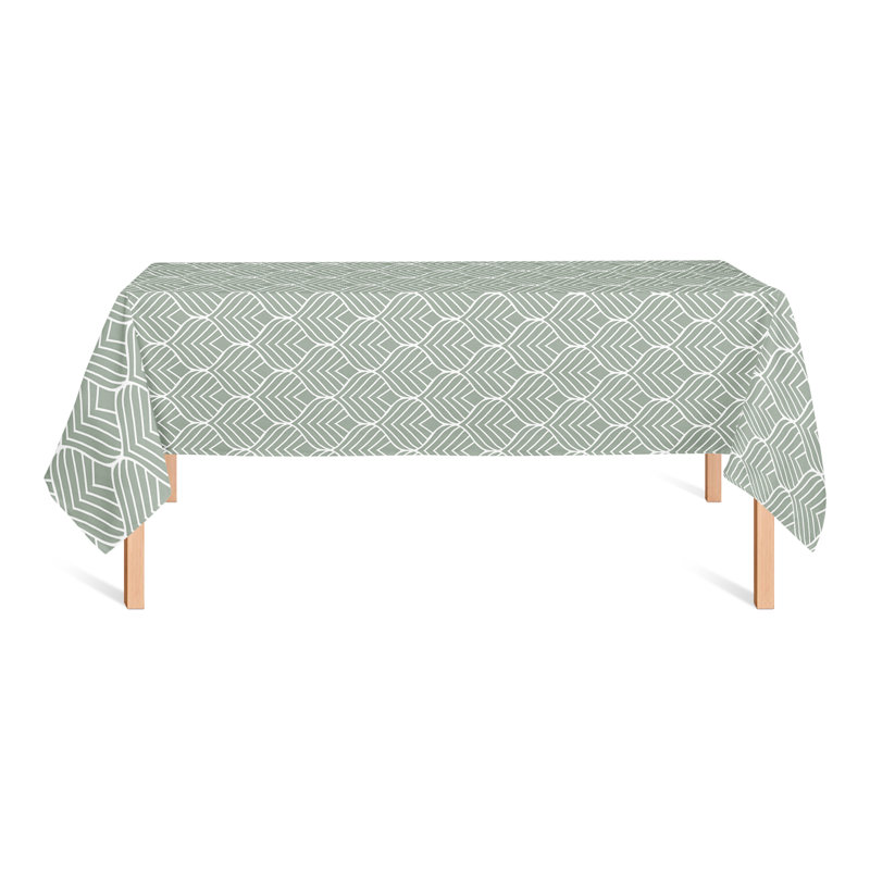Geo Leaf Pattern Pink 3 Tablecloth, Green