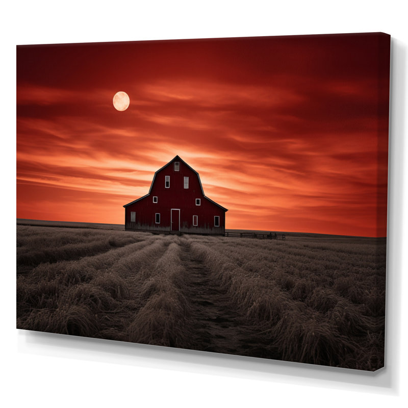 Paysage de grange au crépuscule III - reproduction, H 24 po x l 32 po x P 1 po, Toile tendue