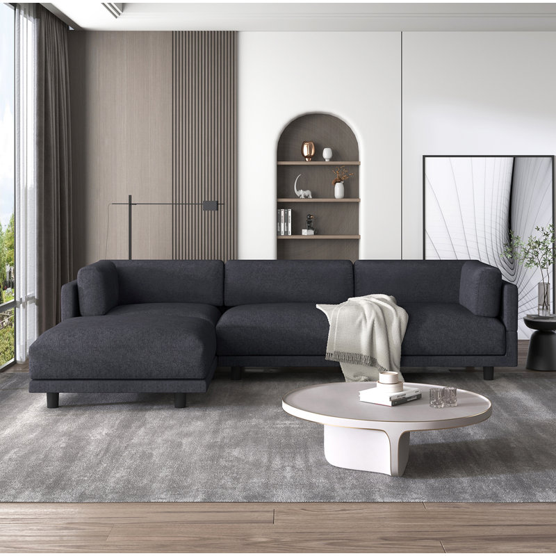 Derriah 4 - Piece Upholstered Sectional, Grey Polyester Blend