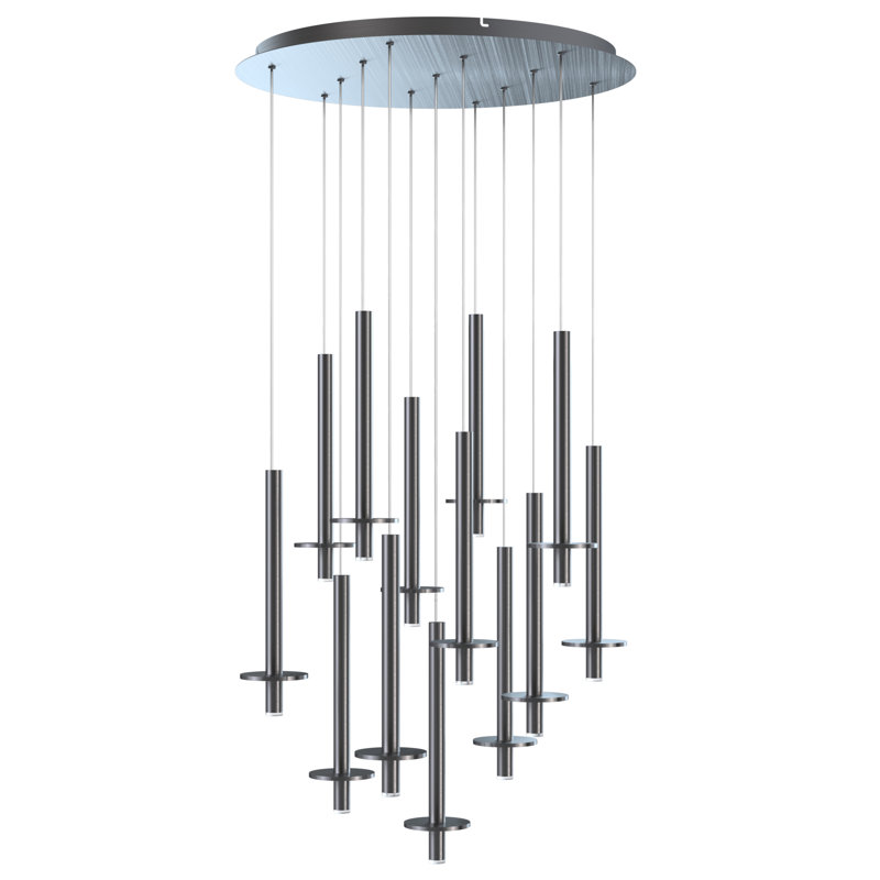Luminaire suspendu géométrique Zakaryan, Nickel, 13 lumières