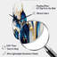 Horloge murale abstraite à géométrie abstraite en forme de marbre doré et bleu III - horloge murale en métal bleu-104242486