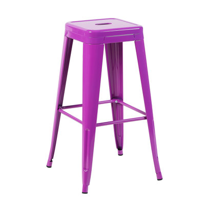 Tabourets de bar en métal de 30 pouces de hauteur comptoir sans dossier de couleur mauve, de 2, faciles à nettoyer, détachables, convenant à un îlot de cuisine à hauteur mauve, imperméables,