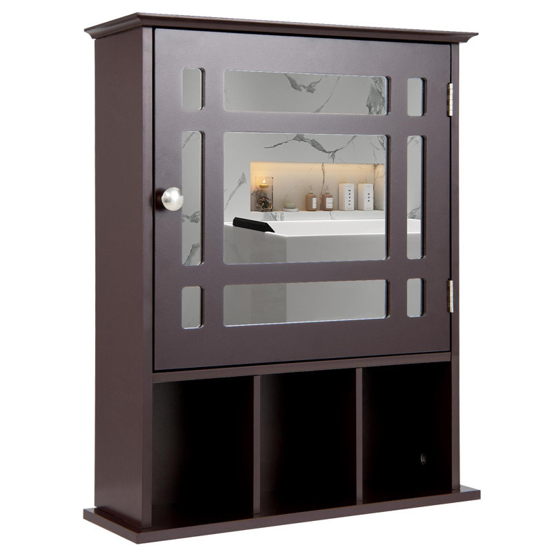 Armoire à pharmacie avec miroir réglable, armoire de rangement murale avec tablette réglable Winston Porter, armoire de rangement à miroir pour salle de bain intérieure