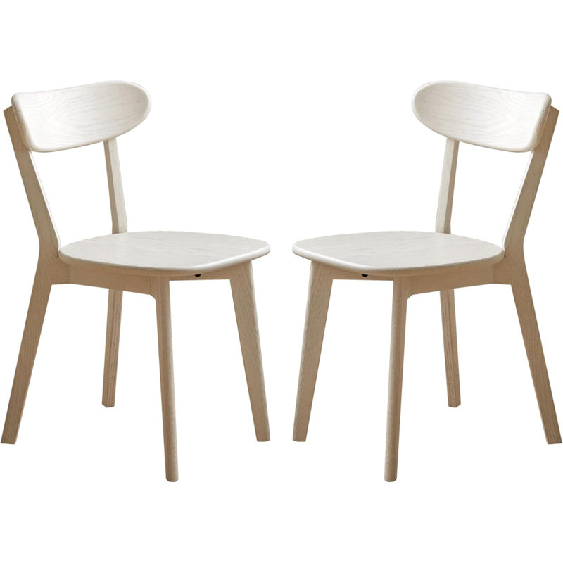 BFY Solid Wood Wing Back Side Chair, White-finish Oak