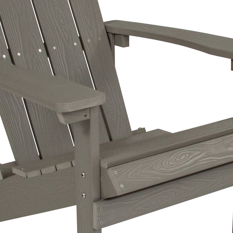 Commercial All-Weather Poly Resin Wood Adirondack Chair, Light Gray