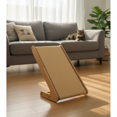 Poteau à griffer pour chat en forme de L en bois massif, tapis d'escalade vertical en sisal - un cadeau pratique et réfléchi.