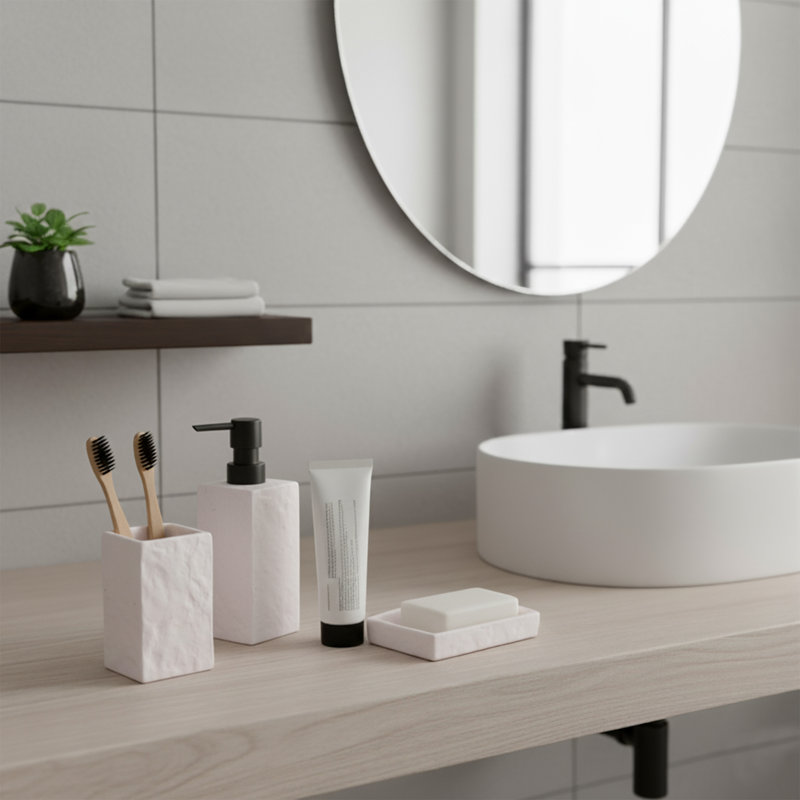Porte-brosse à dents carré en résine, Blanc