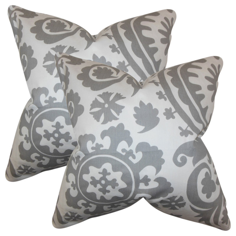 Square Pillow Cover & Insert, Light  Gray