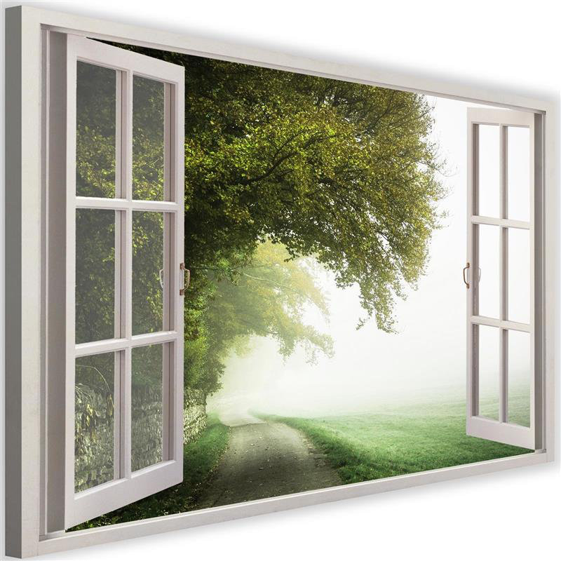 Leinwandbild Window - Misty Tree